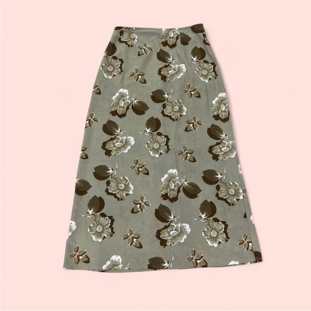 Sage Green Floral Floral Maxi Skirt